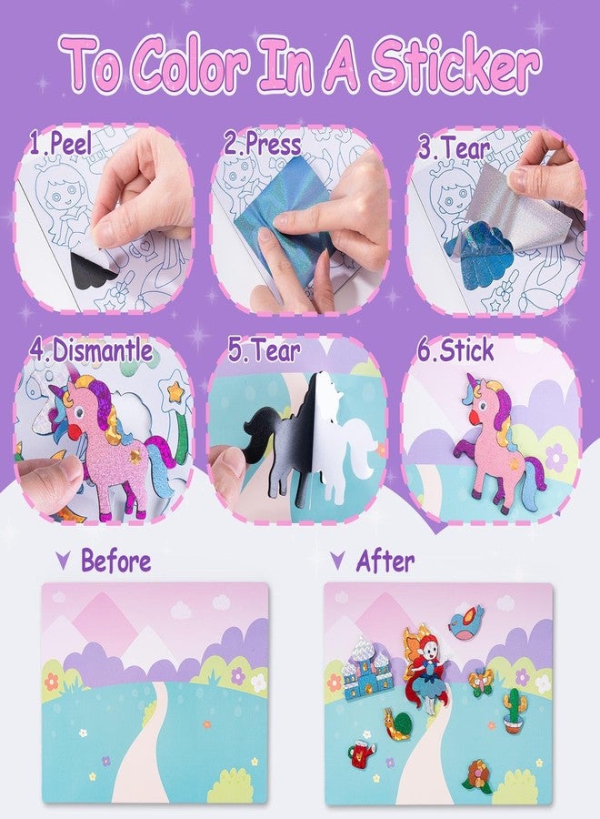 PLUSPOINT Foil Art Kit for Kids Unicorns & Princesses Arts and Crafts, No Mess Art for Kids, Fun Craft Kits & Supplies, DIY Creative Activities, Travel Toys Gifts for Girls & Boys Ages 3+ - Image 2